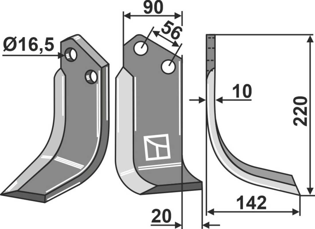 Fräsmesser 220x90mm, rechts